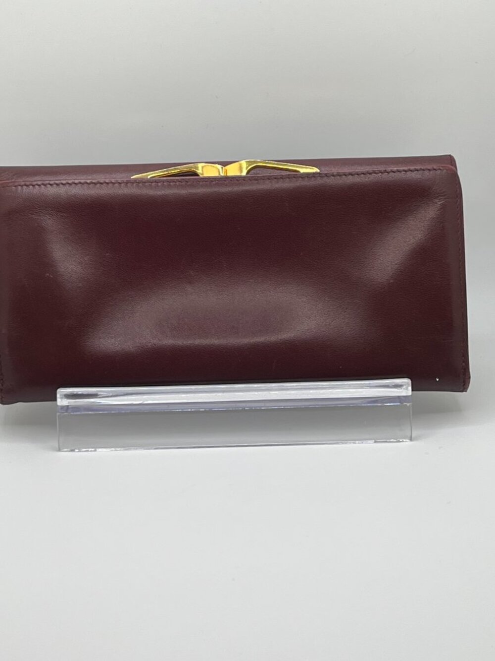 Vintage Cartier Must Line Burgundy Kisslock Long Wallet - Picture 2 of 15